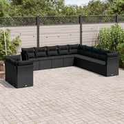 11-dijelni set vrtnih sofa od poliratana s jastucima crni