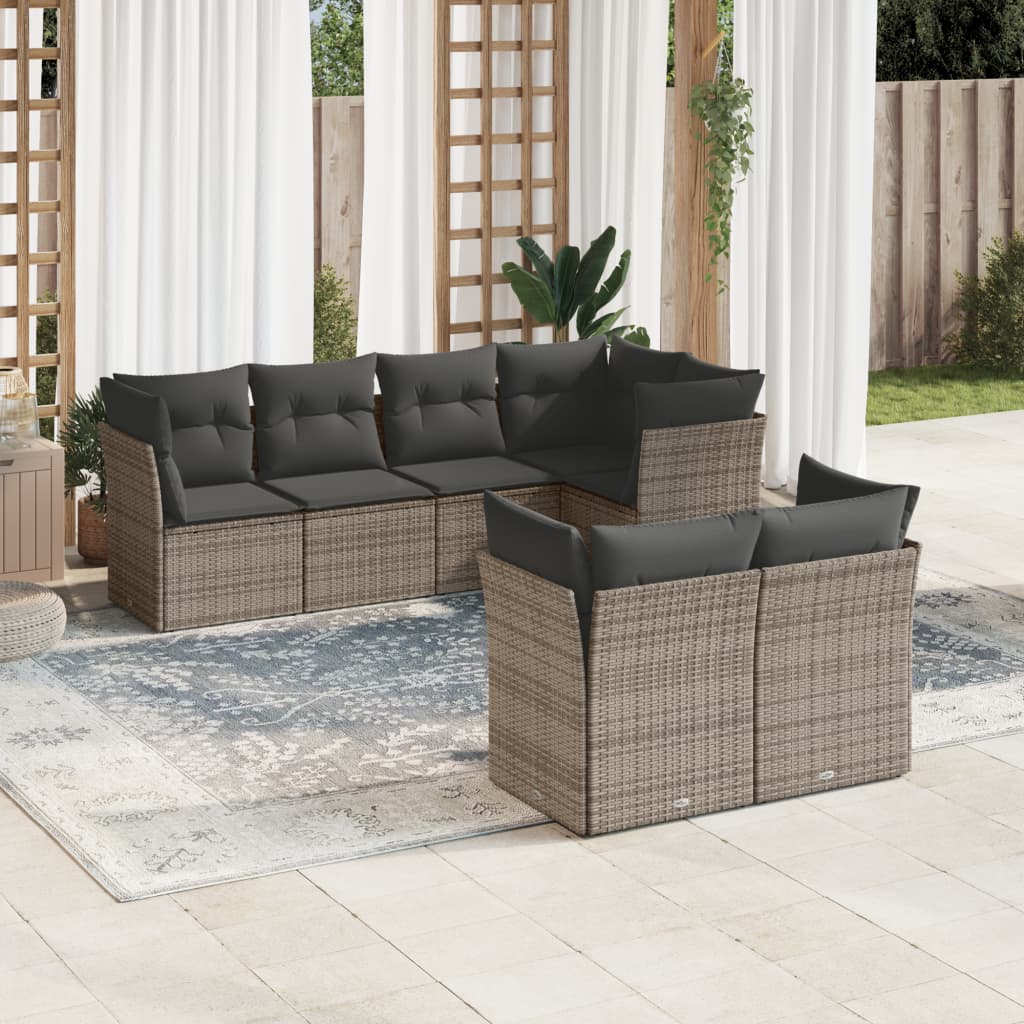 7-dijelni set vrtnih sofa sivi od poliratana