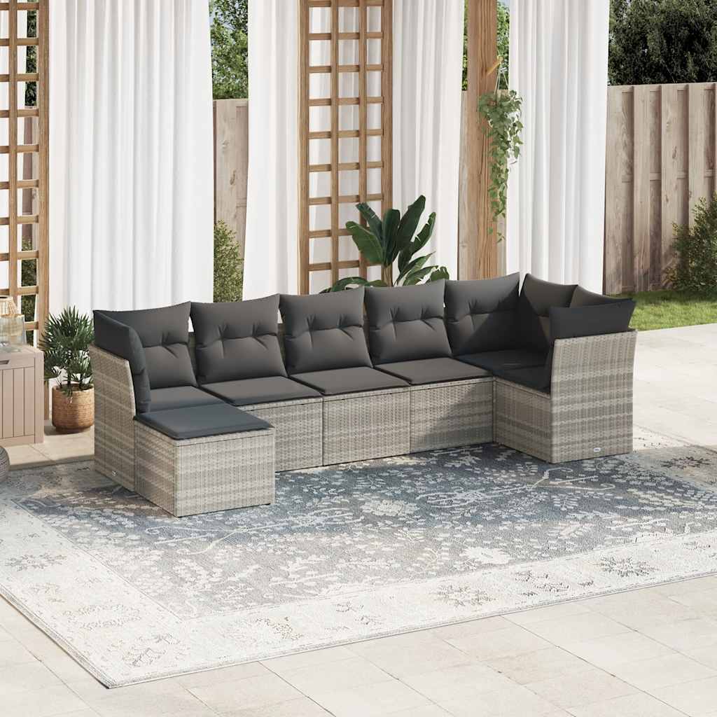 7-dijelni set vrtnih sofa svjetlosivi od poliratana