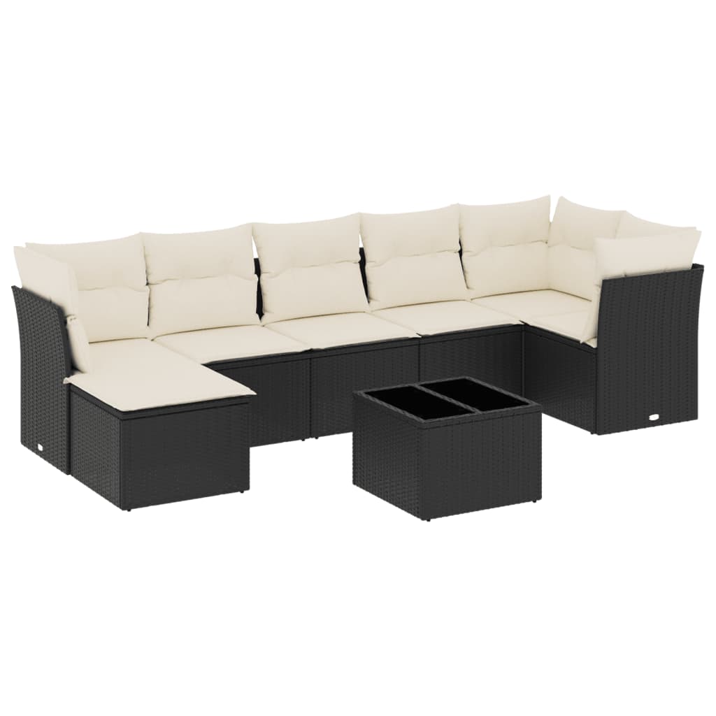 8-dijelni set vrtnih sofa od poliratana s jastucima crni