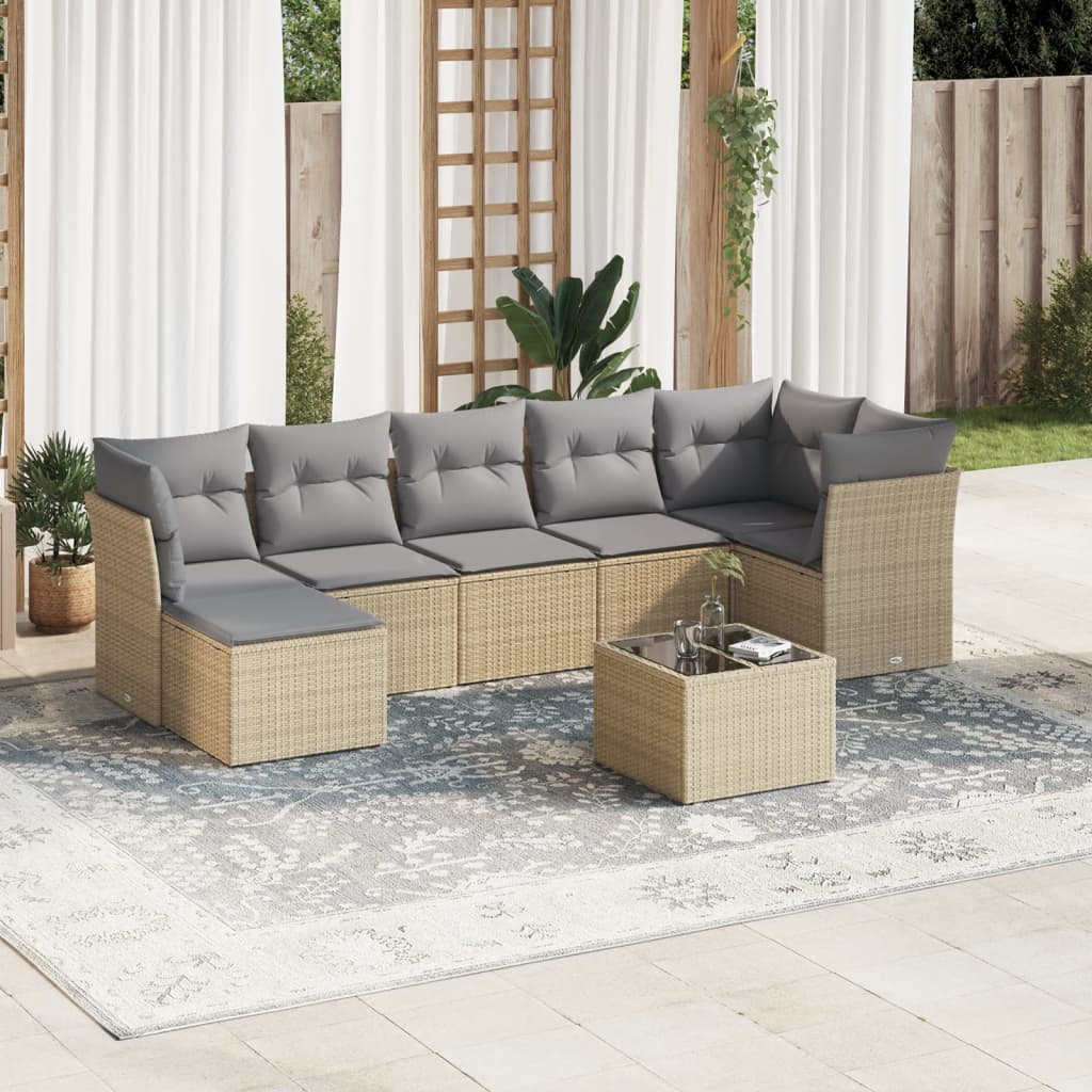 8-dijelni set vrtnih sofa od poliratana s jastucima bež