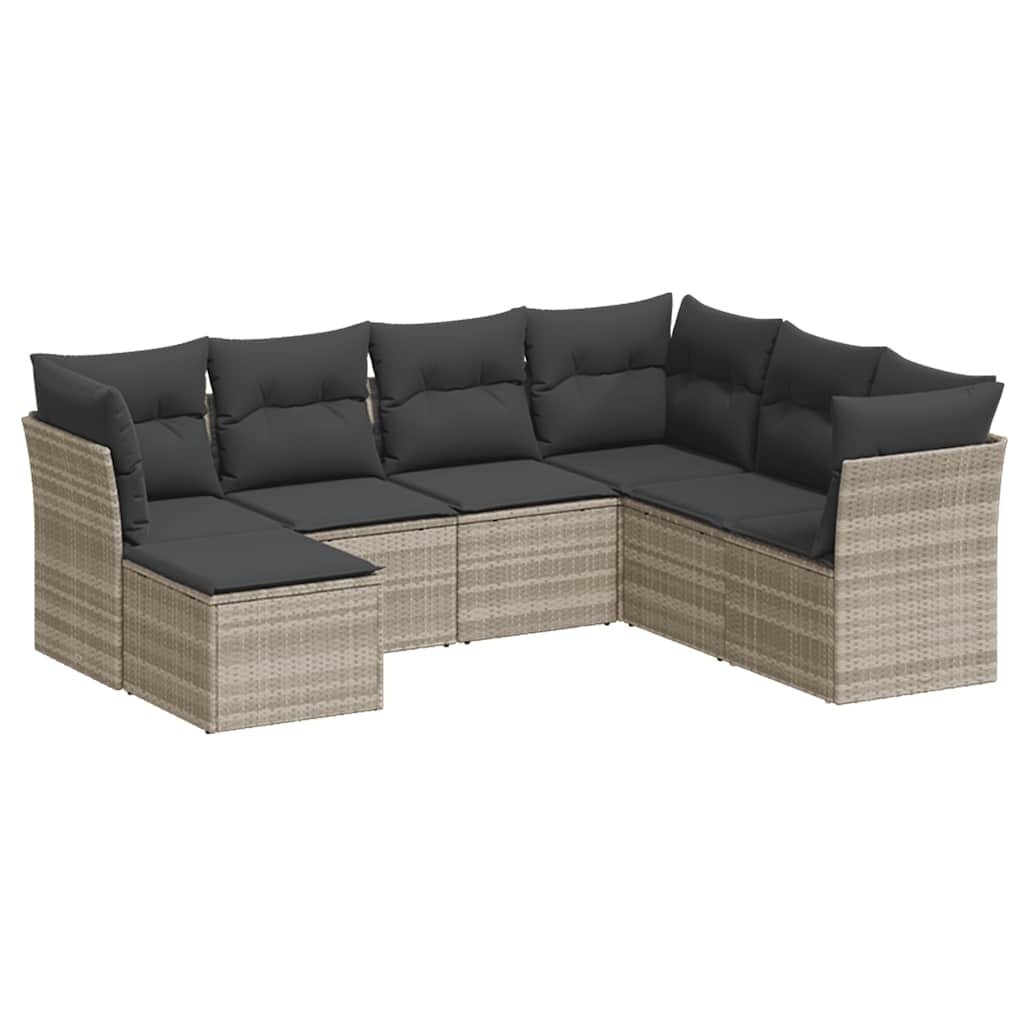 7-dijelni set vrtnih sofa svjetlosivi od poliratana