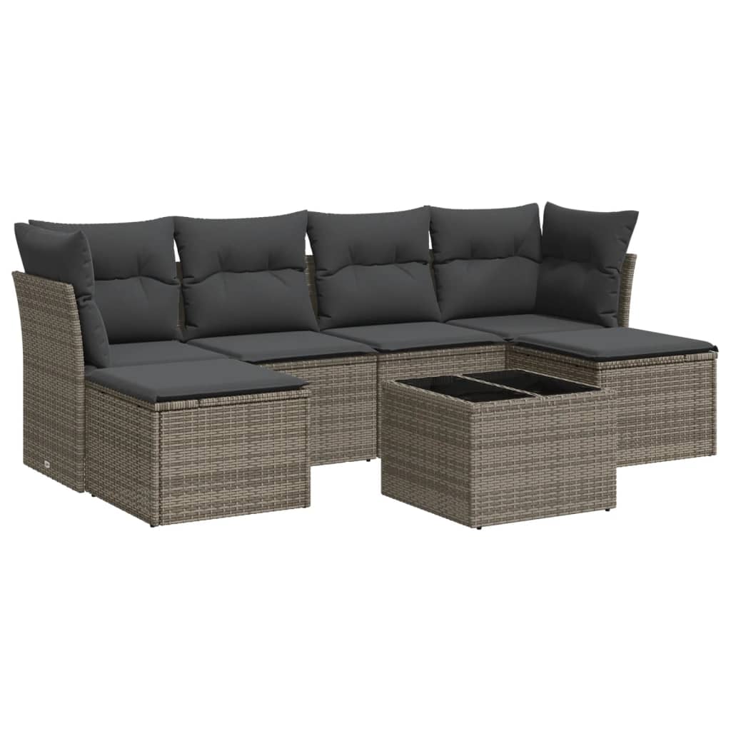7-dijelni set vrtnih sofa sivi od poliratana