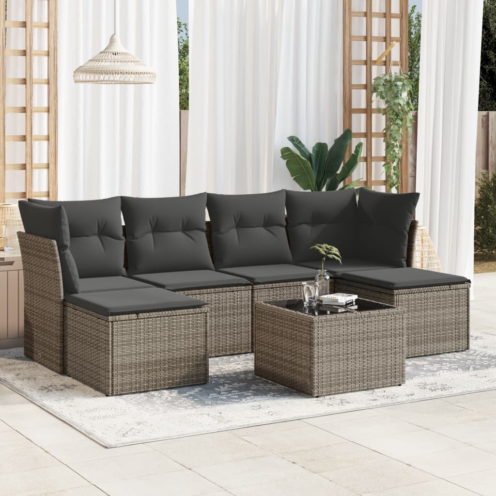 7-dijelni set vrtnih sofa sivi od poliratana