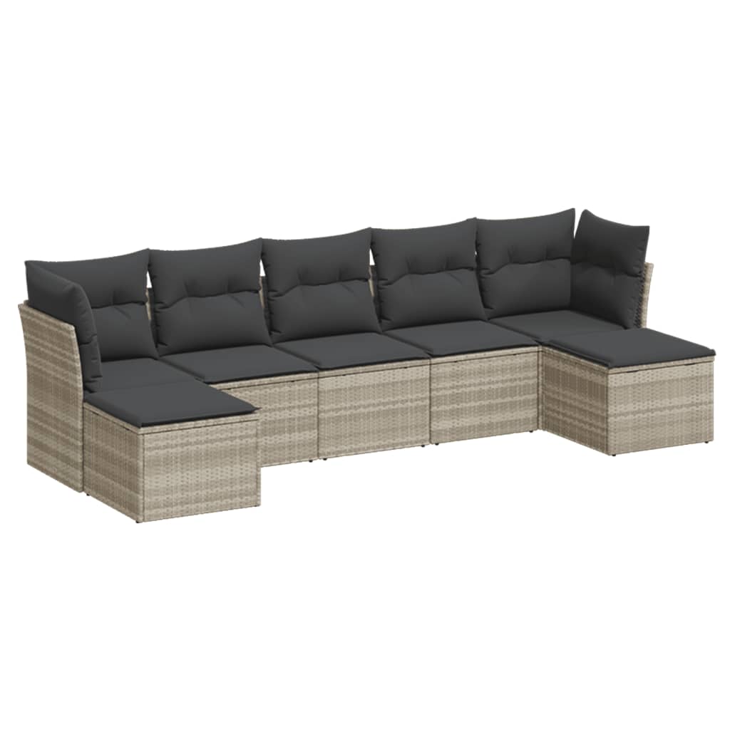 7-dijelni set vrtnih sofa svjetlosivi od poliratana