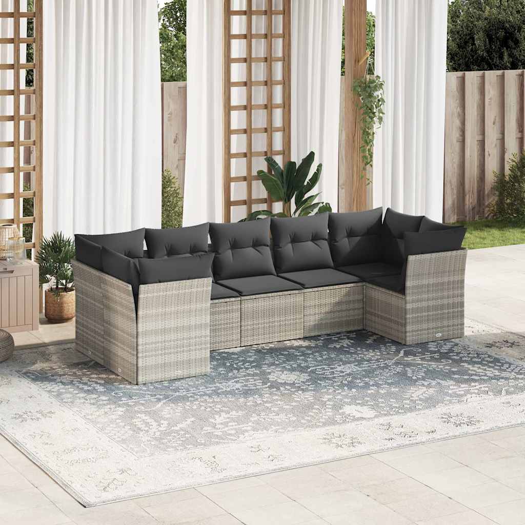 7-dijelni set vrtnih sofa svjetlosivi od poliratana