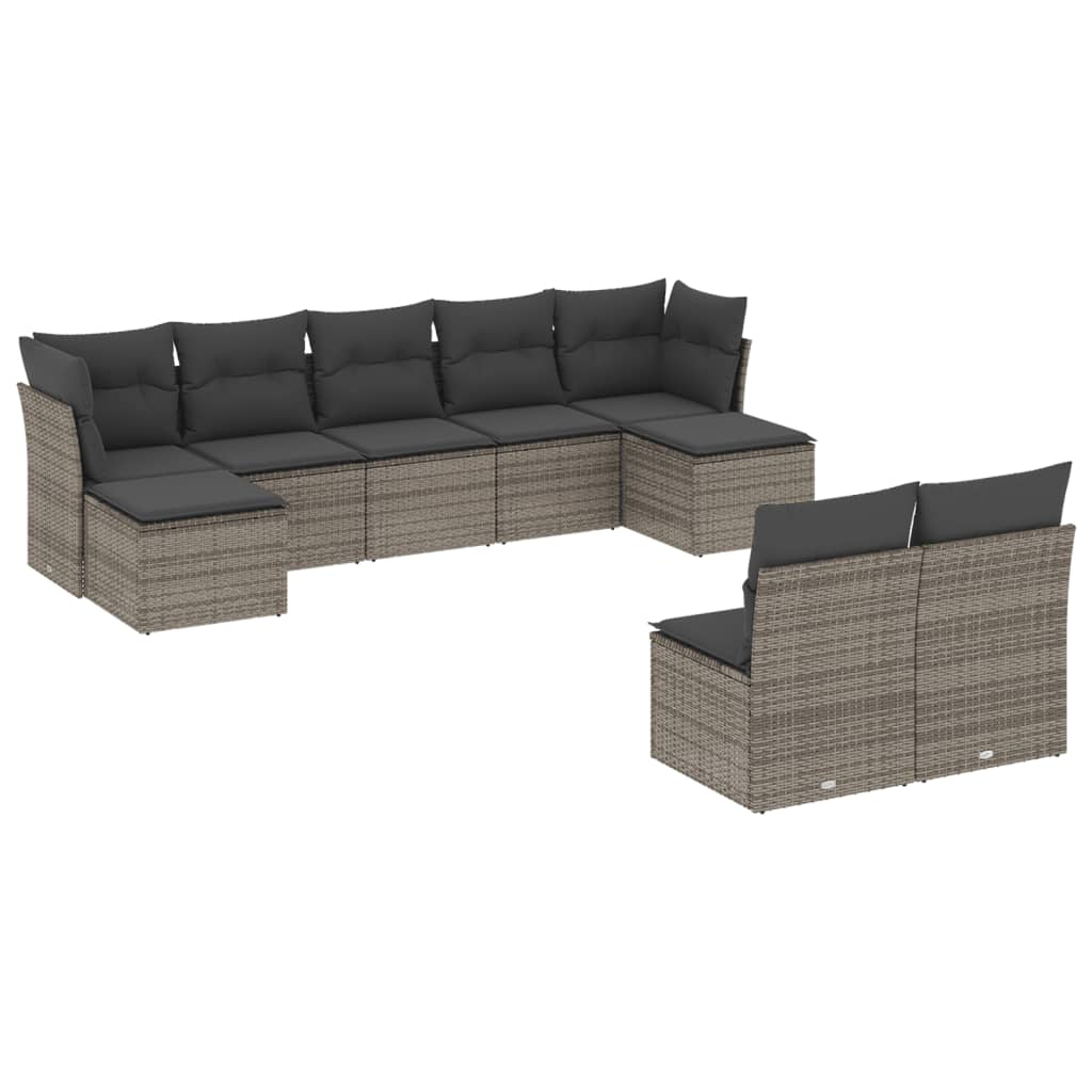 9-dijelni set vrtnih sofa od poliratana s jastucima sivi