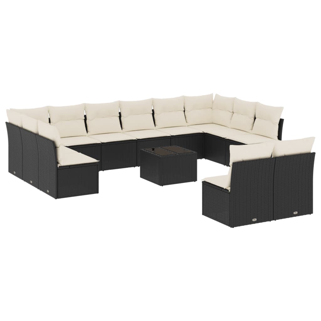 13-dijelni set vrtnih sofa s jastucima poliratan crni