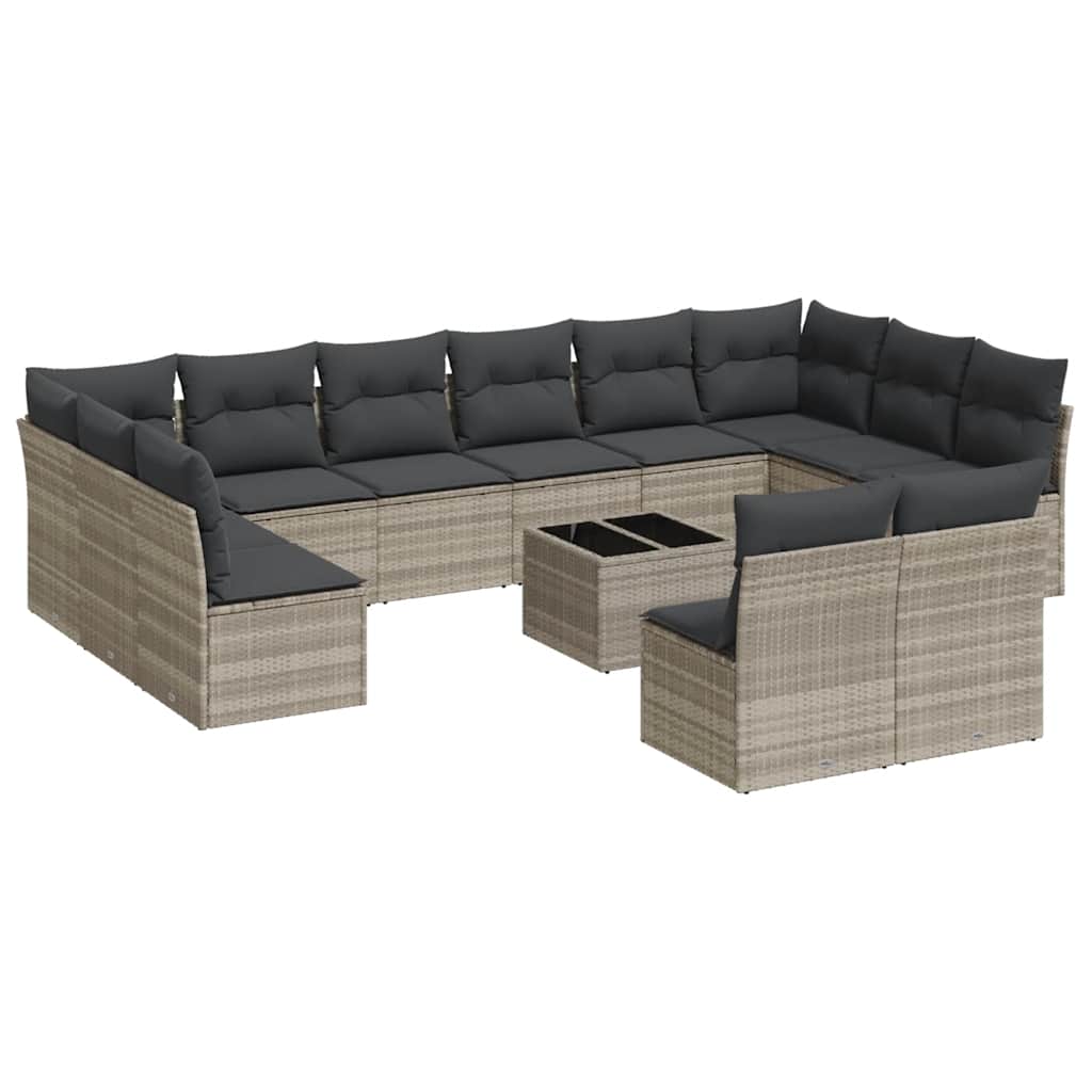 13-dijelni set vrtnih sofa poliratan s jastucima svijetlosivi