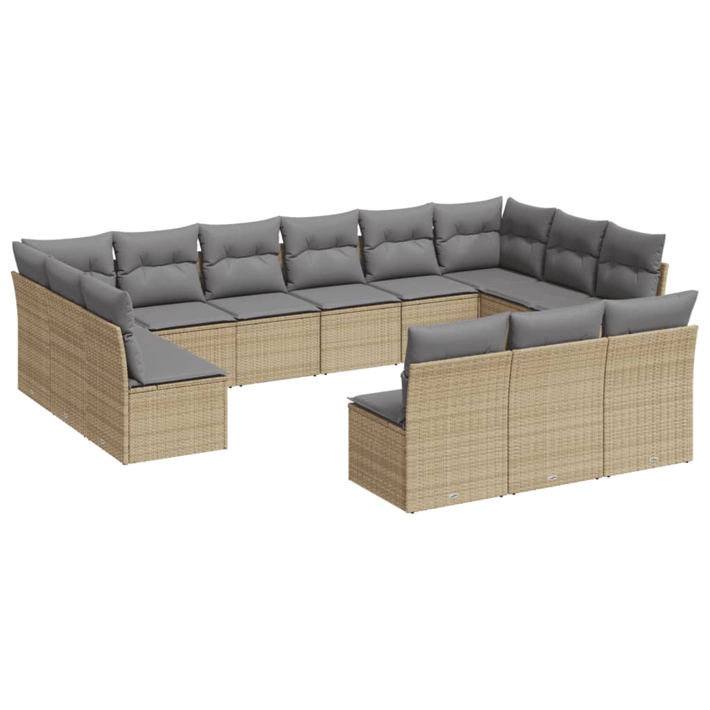 13-dijelni set vrtnih sofa s jastucima poliratan Bež