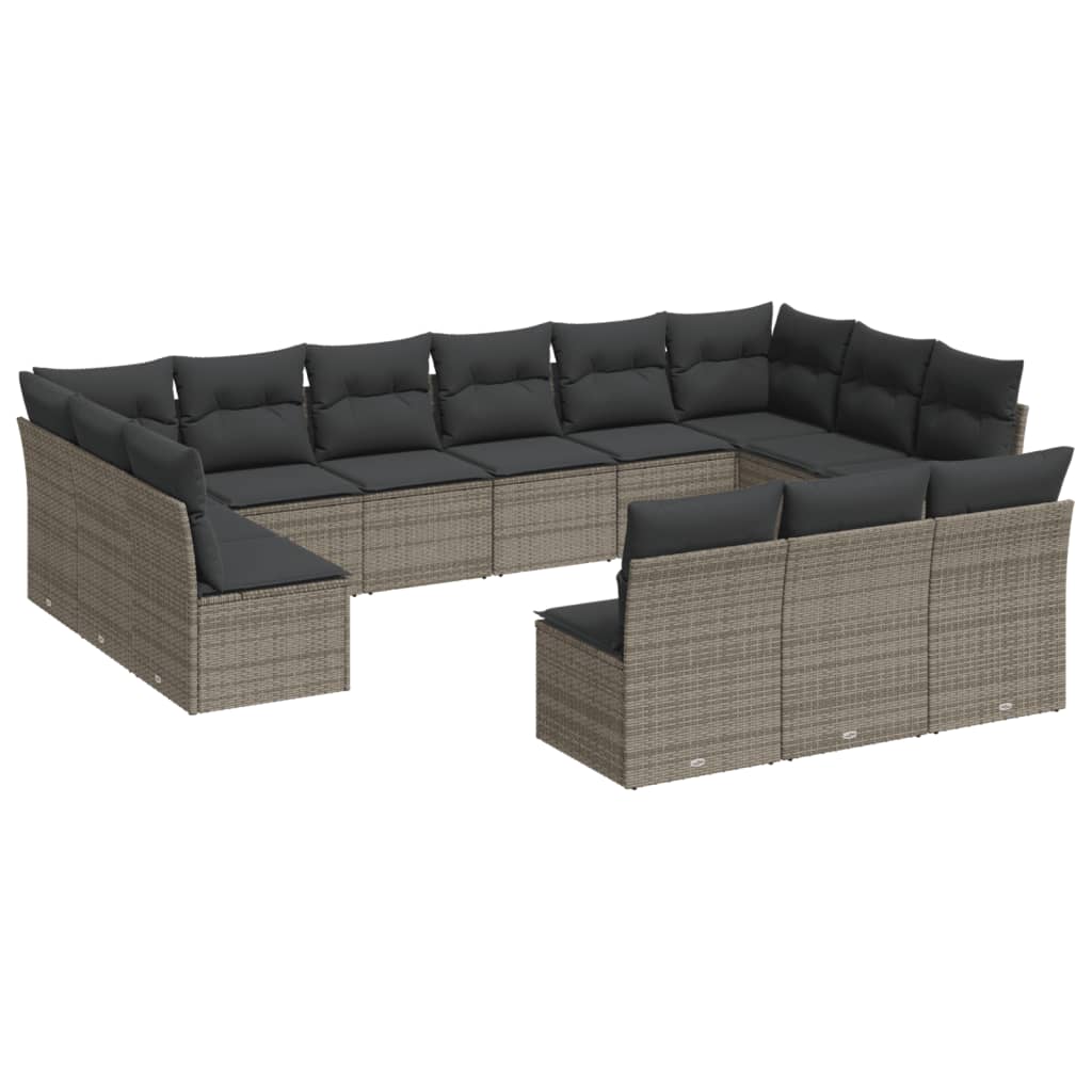 13-dijelni set vrtnih sofa s jastucima smeđi od poliratana