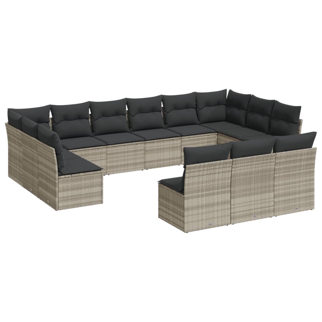 13-dijelni set vrtnih sofa poliratan s jastucima svijetlosivi