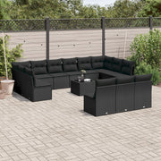 14-dijelni set vrtnih sofa s jastucima poliratan crni