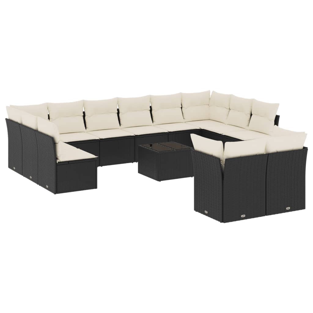 13-dijelni set vrtnih sofa s jastucima poliratan crni