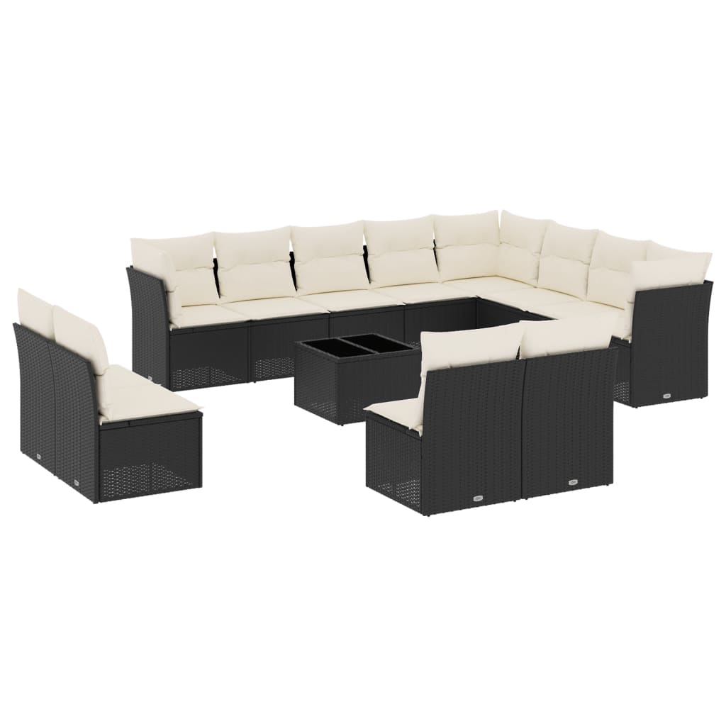 13-dijelni set vrtnih sofa s jastucima poliratan crni