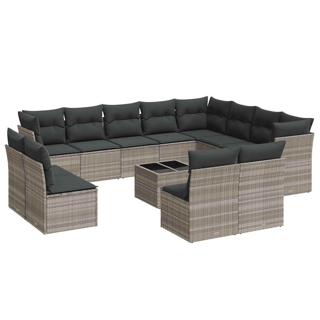 13-dijelni set vrtnih sofa poliratan s jastucima svijetlosivi
