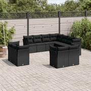 11-dijelni set vrtnih sofa od poliratana s jastucima crni
