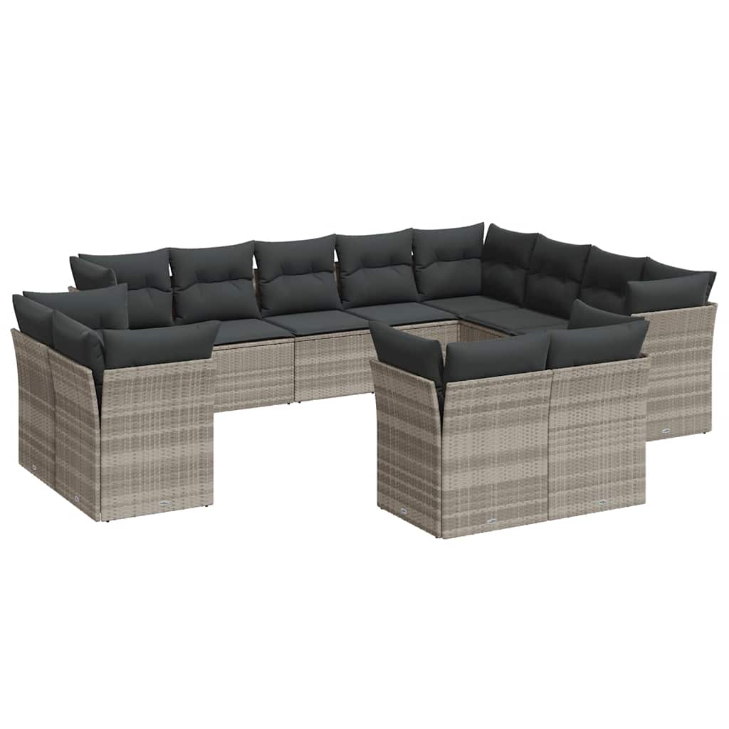 12-dijelni set vrtnih sofa poliratan s jastucima svijetlosivi