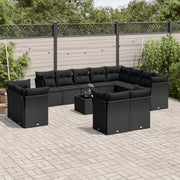 13-dijelni set vrtnih sofa s jastucima poliratan crni
