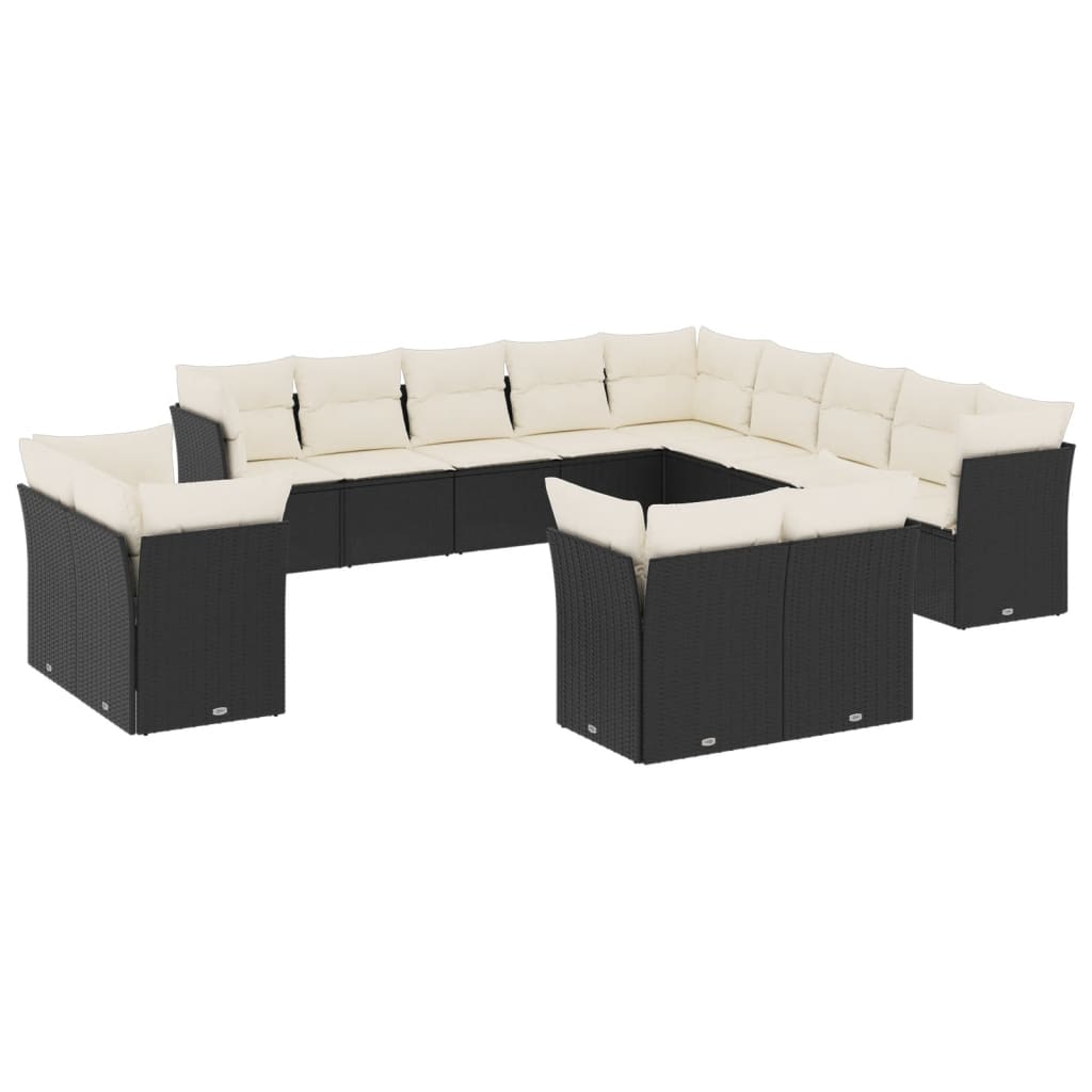 13-dijelni set vrtnih sofa s jastucima poliratan crni