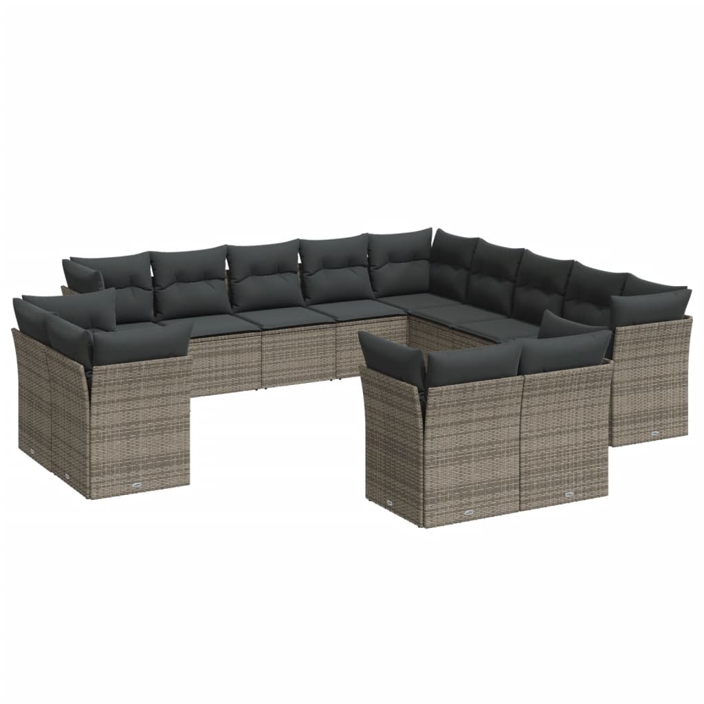 13-dijelni set vrtnih sofa od poliratana s jastucima sivi