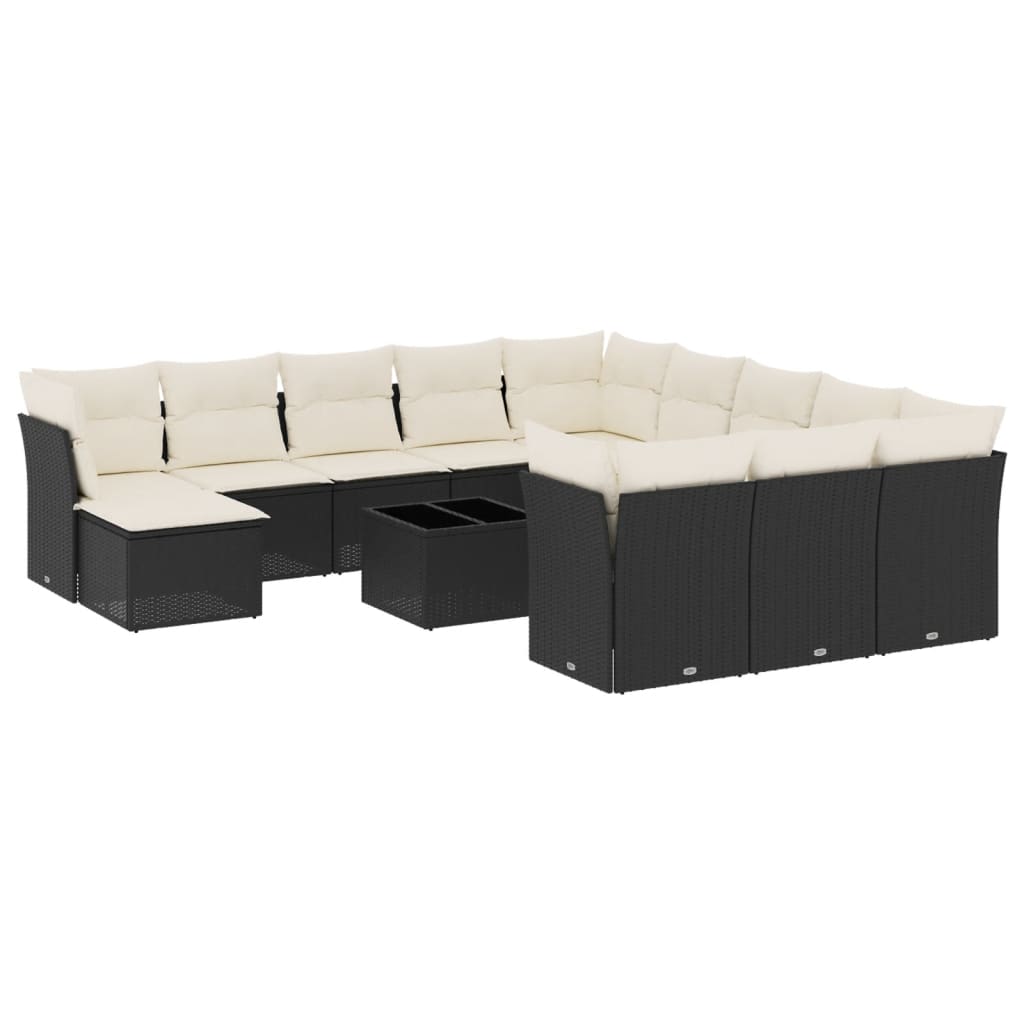 13-dijelni set vrtnih sofa s jastucima poliratan crni