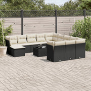 13-dijelni set vrtnih sofa s jastucima poliratan crni