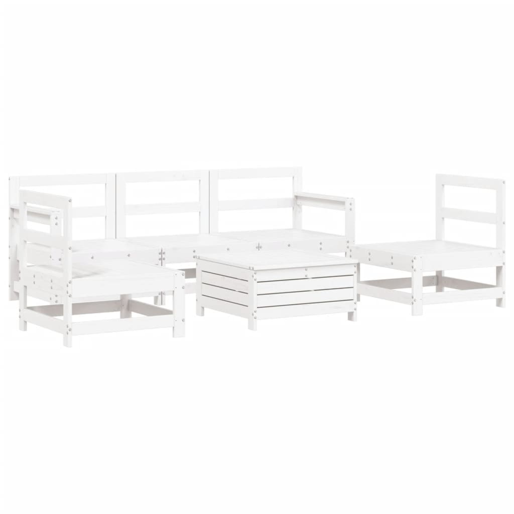 6-dijelni set vrtnih sofa bijeli od masivne borovine