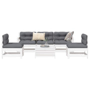 6-dijelni set vrtnih sofa bijeli od masivne borovine