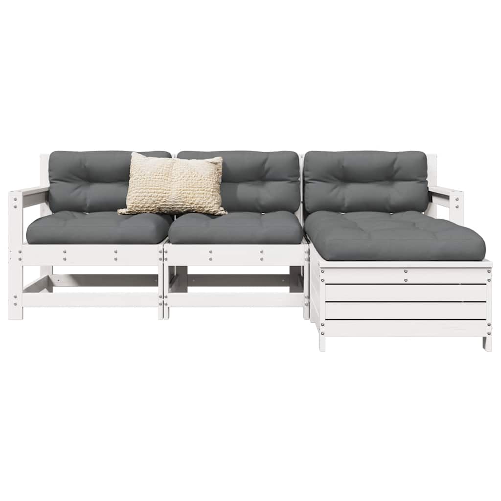 4-dijelni set vrtnih sofa od masivne borovine bijeli