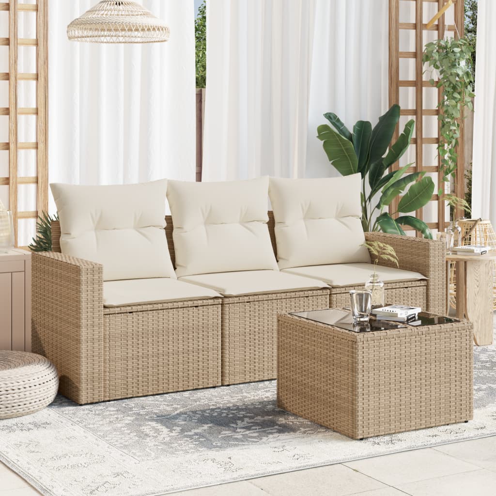 4-dijelni set vrtnih sofa od poliratana s jastucima