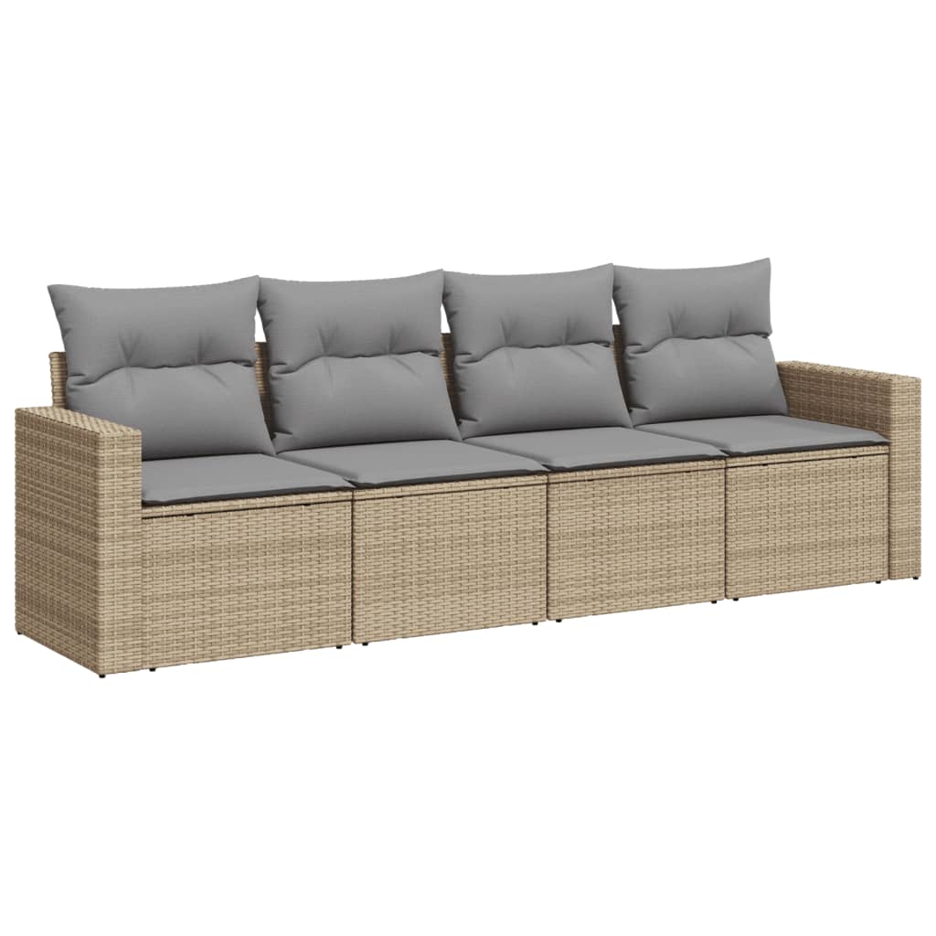4-dijelni set vrtnih sofa s jastucima bež od poliratana