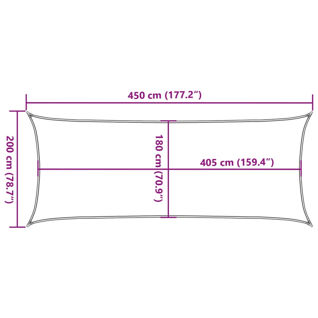 Jedro za zaštitu od sunca 160 g/m² pravokutno 2x4,5 m HDPE