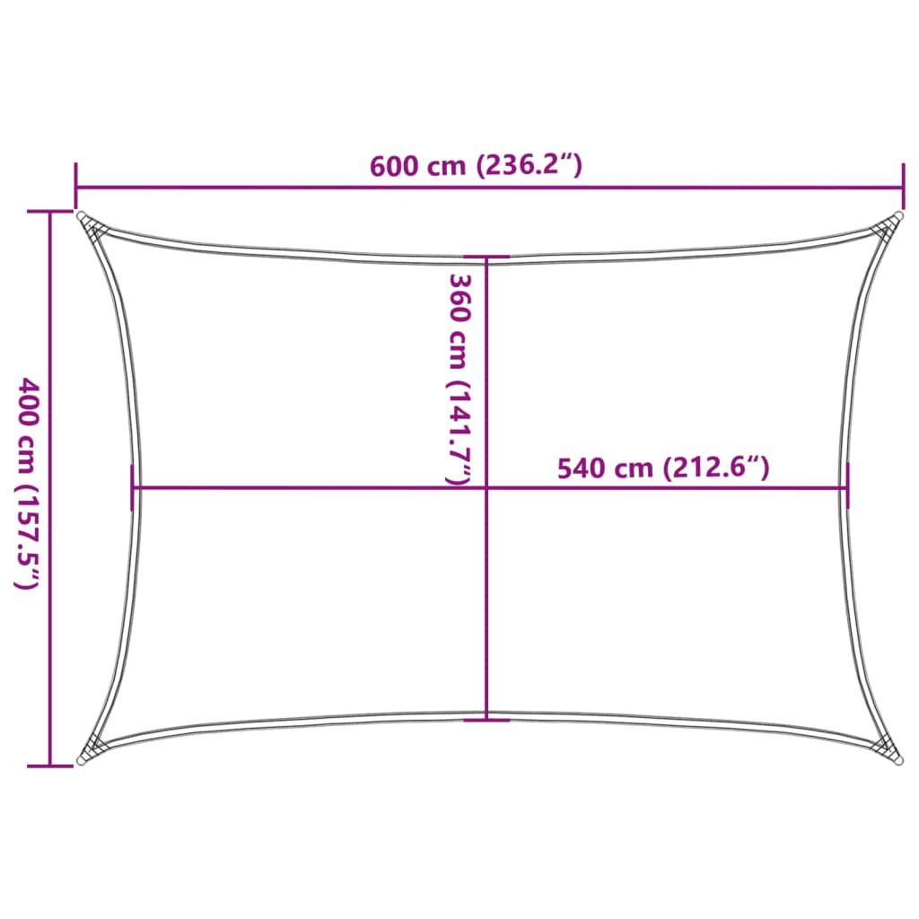 Jedro za zaštitu od sunca 160 g/m² pravokutno 4x6 m HDPE