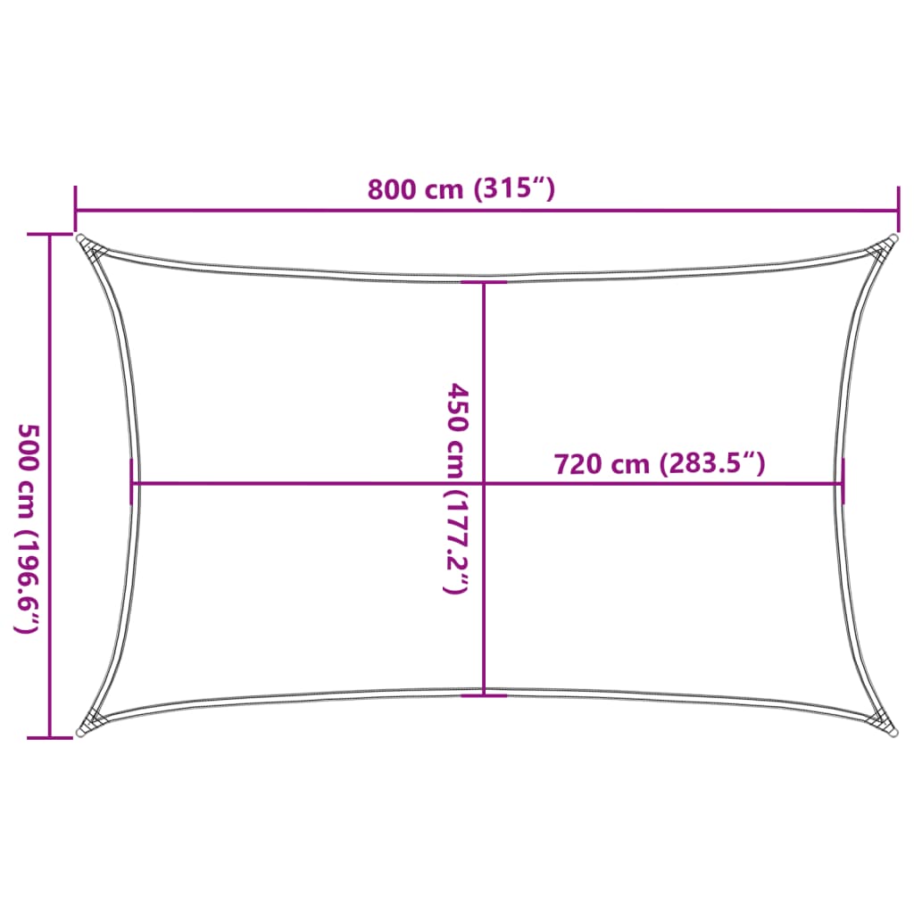 Jedro za zaštitu od sunca 160 g/m² pravokutno 5 x 8 m HDPE