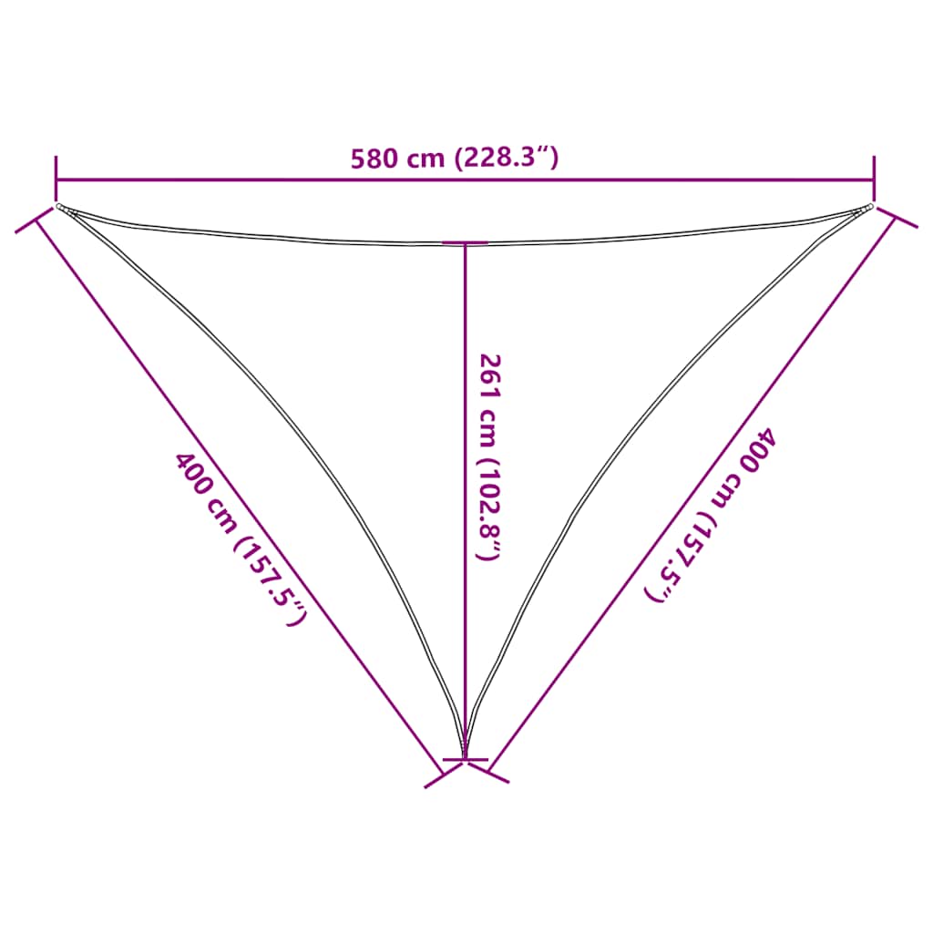 Jedro za zaštitu od sunca 160 g/m² Trokutasto pijesak 4x4x5,8 m HDPE