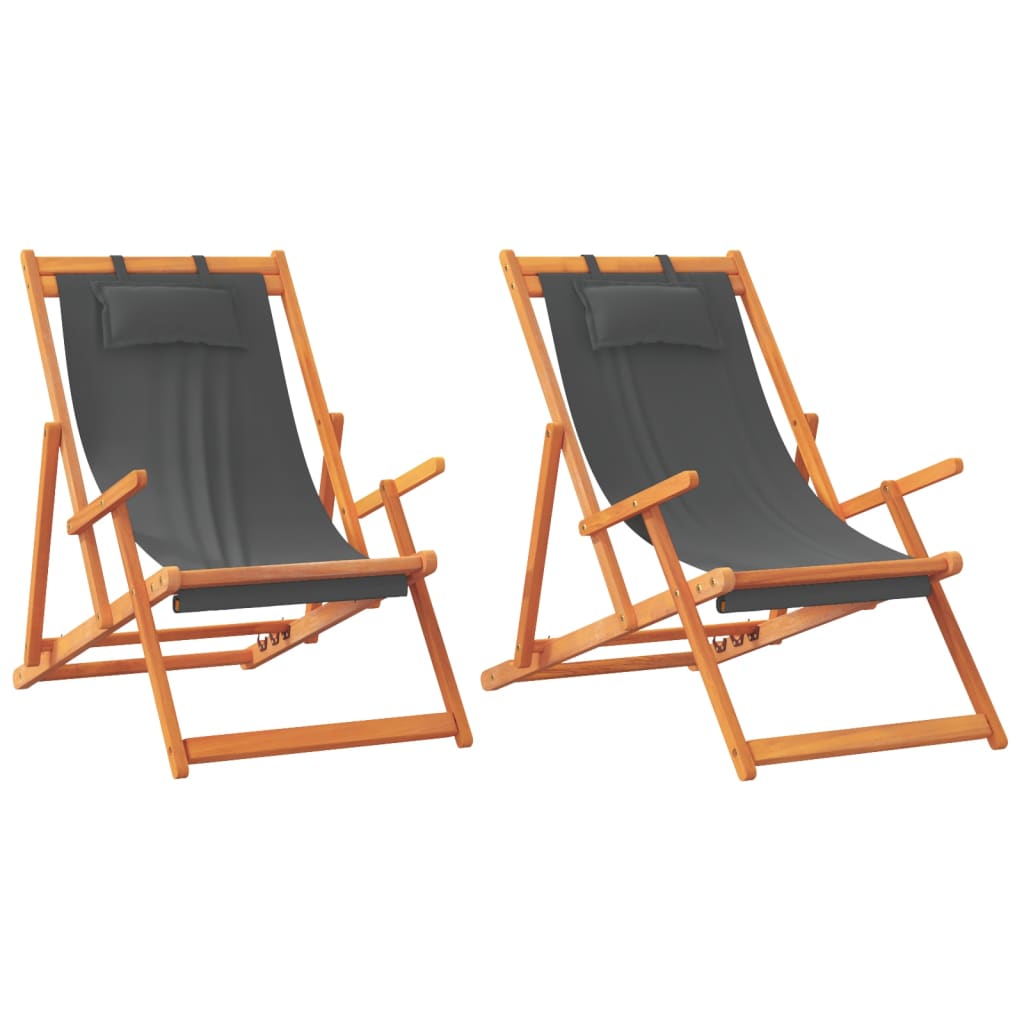 Sklopive stolice za plažu od tkanine 2 kom sive