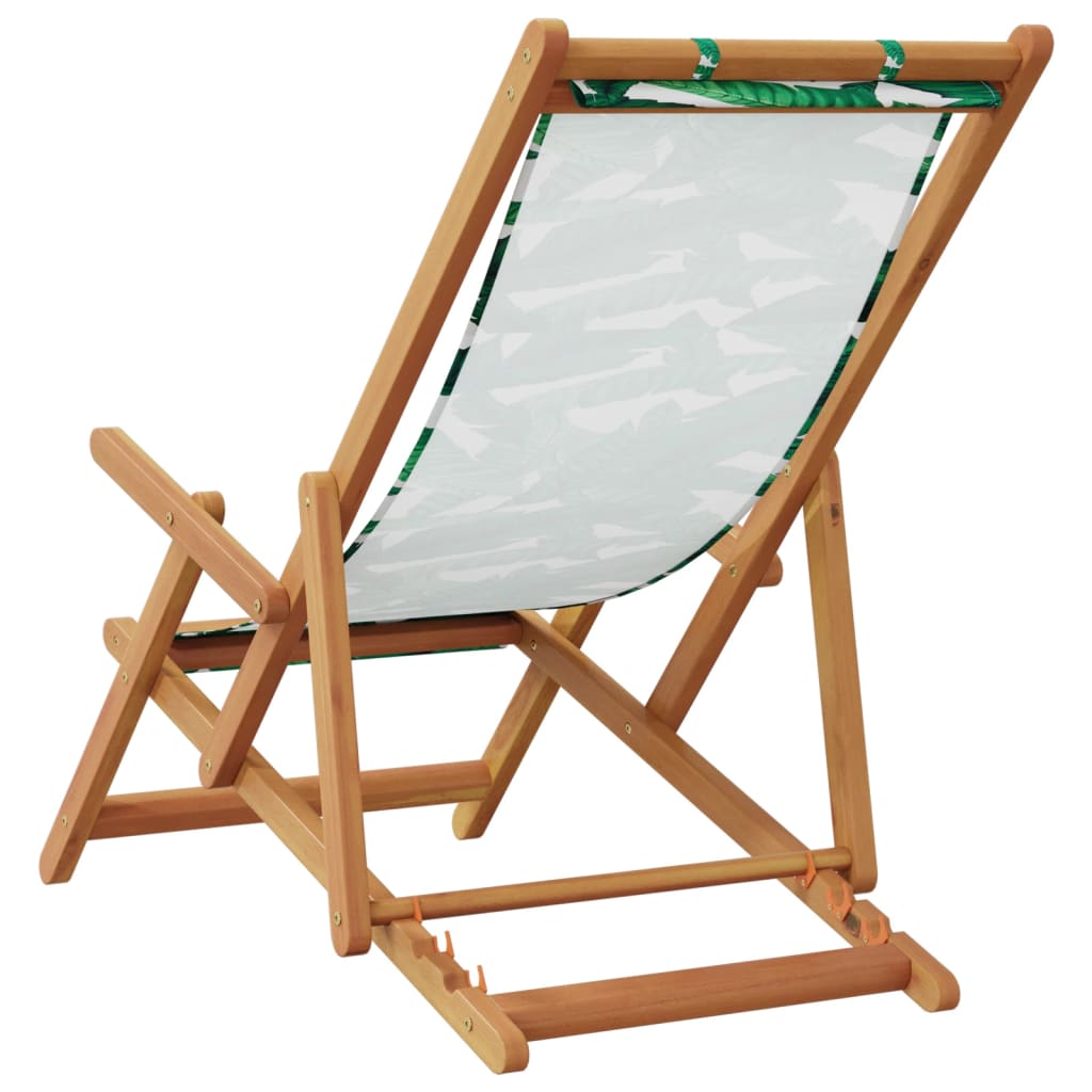 Sklopive stolice za plažu 2 kom tkanina i drva uzorkom lišća