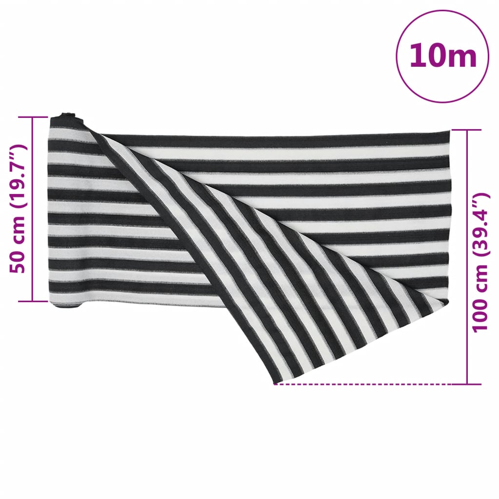 Mreža za privatnost antracit-bijela 1 x 10 m HDPE 195 g/m²