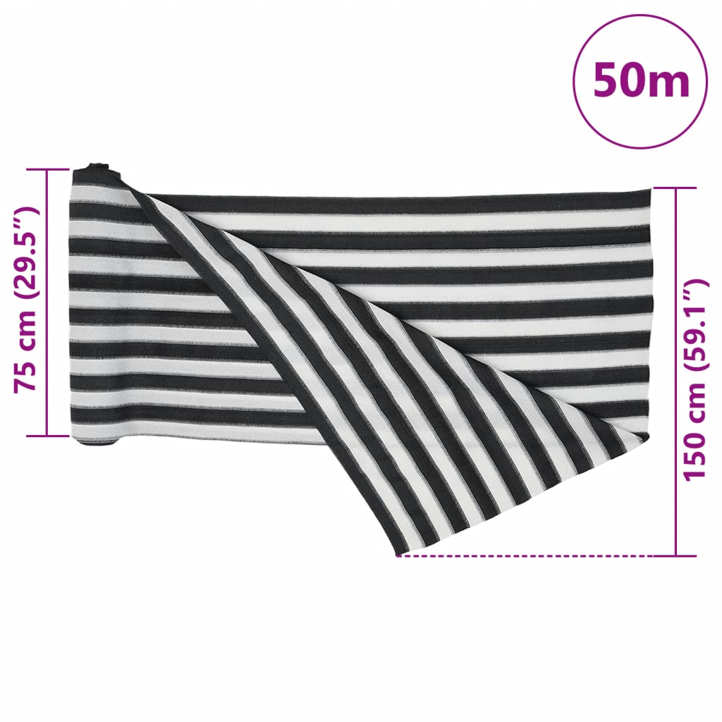 Mreža za privatnost antracit-bijela 1,5 x 50 m HDPE 195 g/m²
