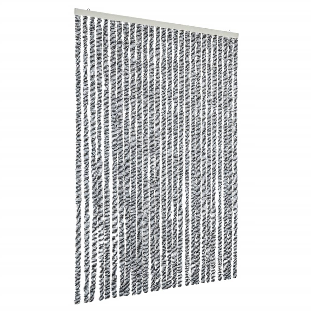Zastor protiv muha sivi i crno-bijeli 118 x 220 cm od šenila