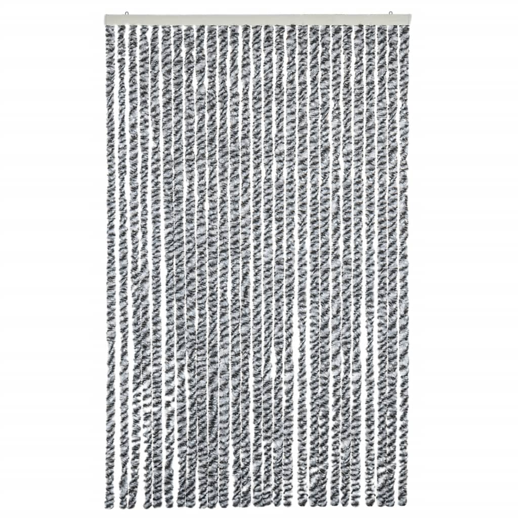 Zastor protiv muha sivi i crno-bijeli 118 x 220 cm od šenila