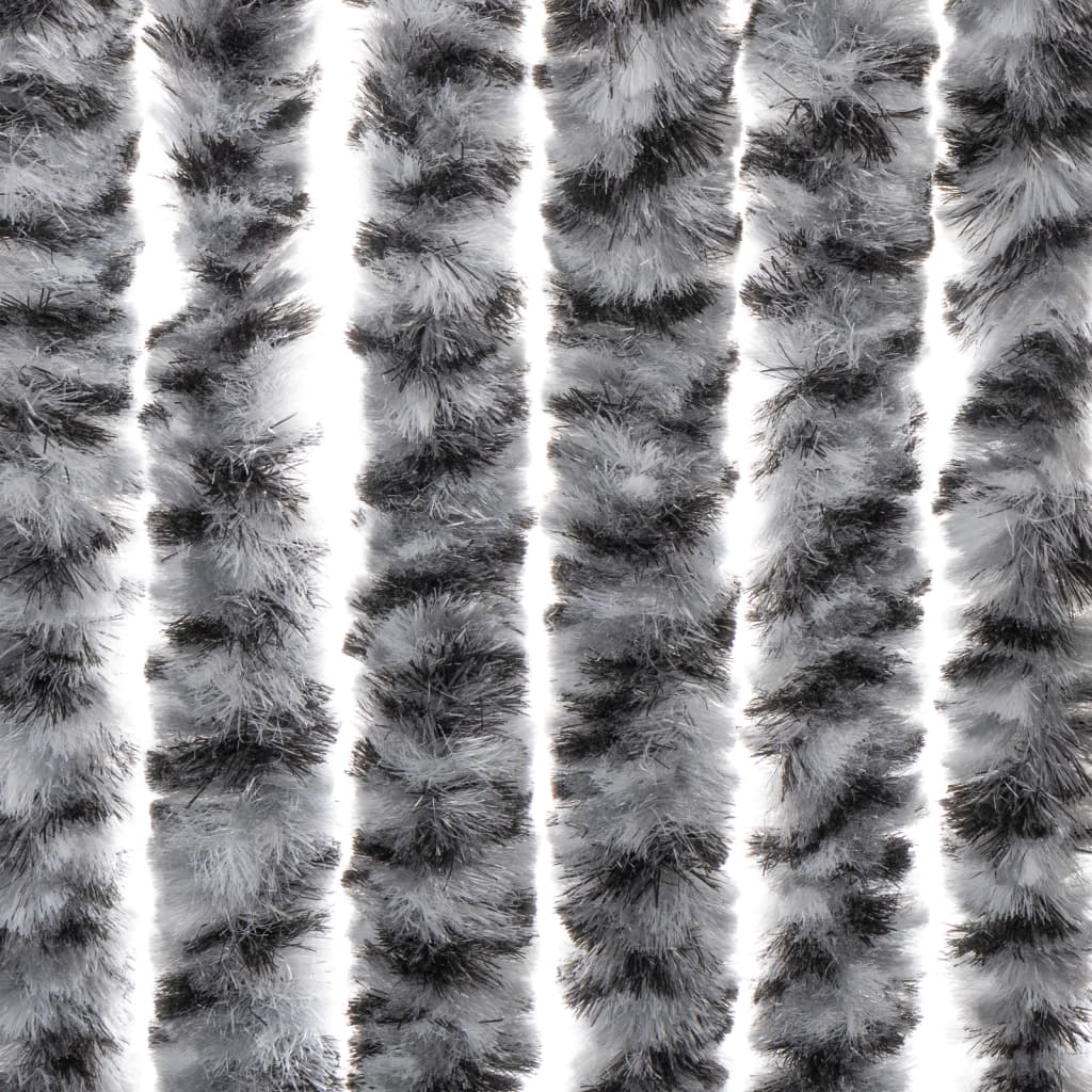 Zastor protiv muha sivi i crno-bijeli 118 x 220 cm od šenila