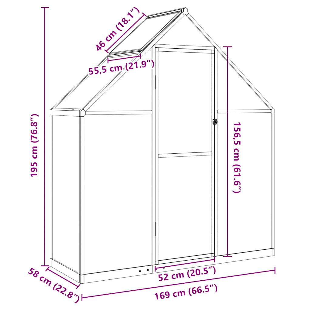 Staklenik s okvirom zeleni 169 x 58 x 195 cm aluminijski