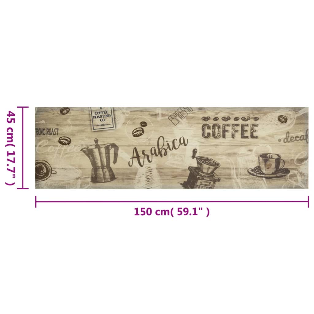 Kuhinjski tepih perivi s natpisom Coffee 45 x 150 cm baršunasti