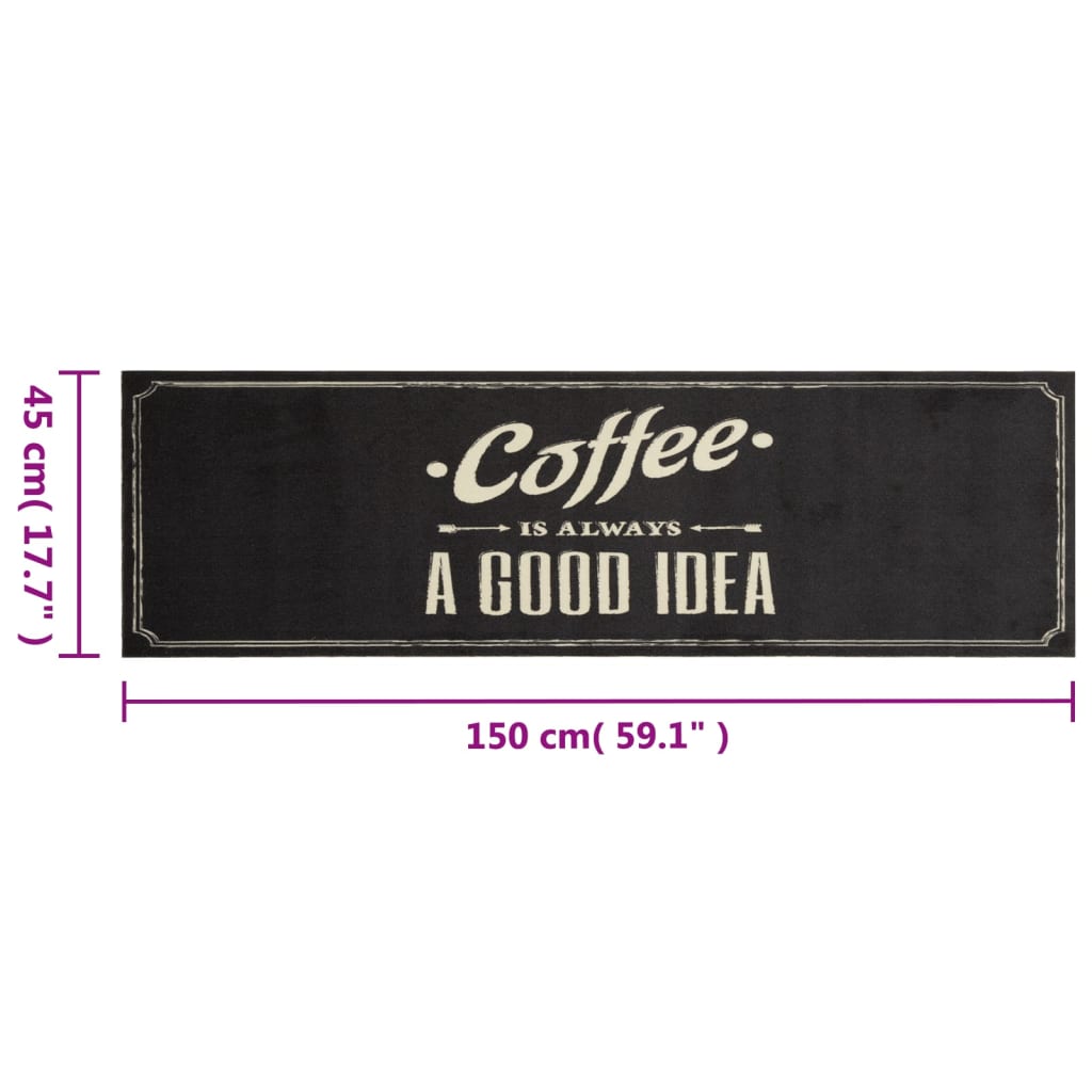 Kuhinjski tepih perivi s natpisom Coffee 45 x 150 cm baršunasti