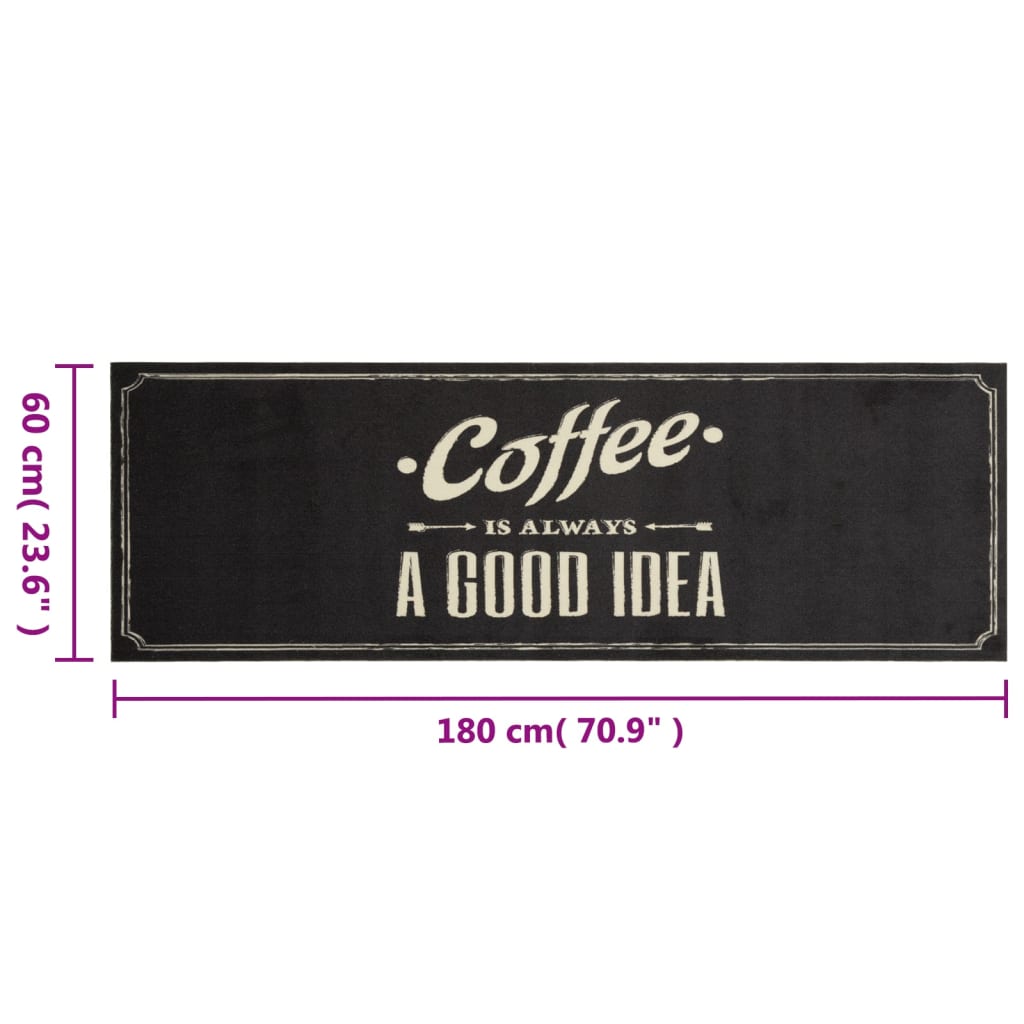 Kuhinjski tepih perivi s natpisom Coffee 60 x 180 cm baršunasti