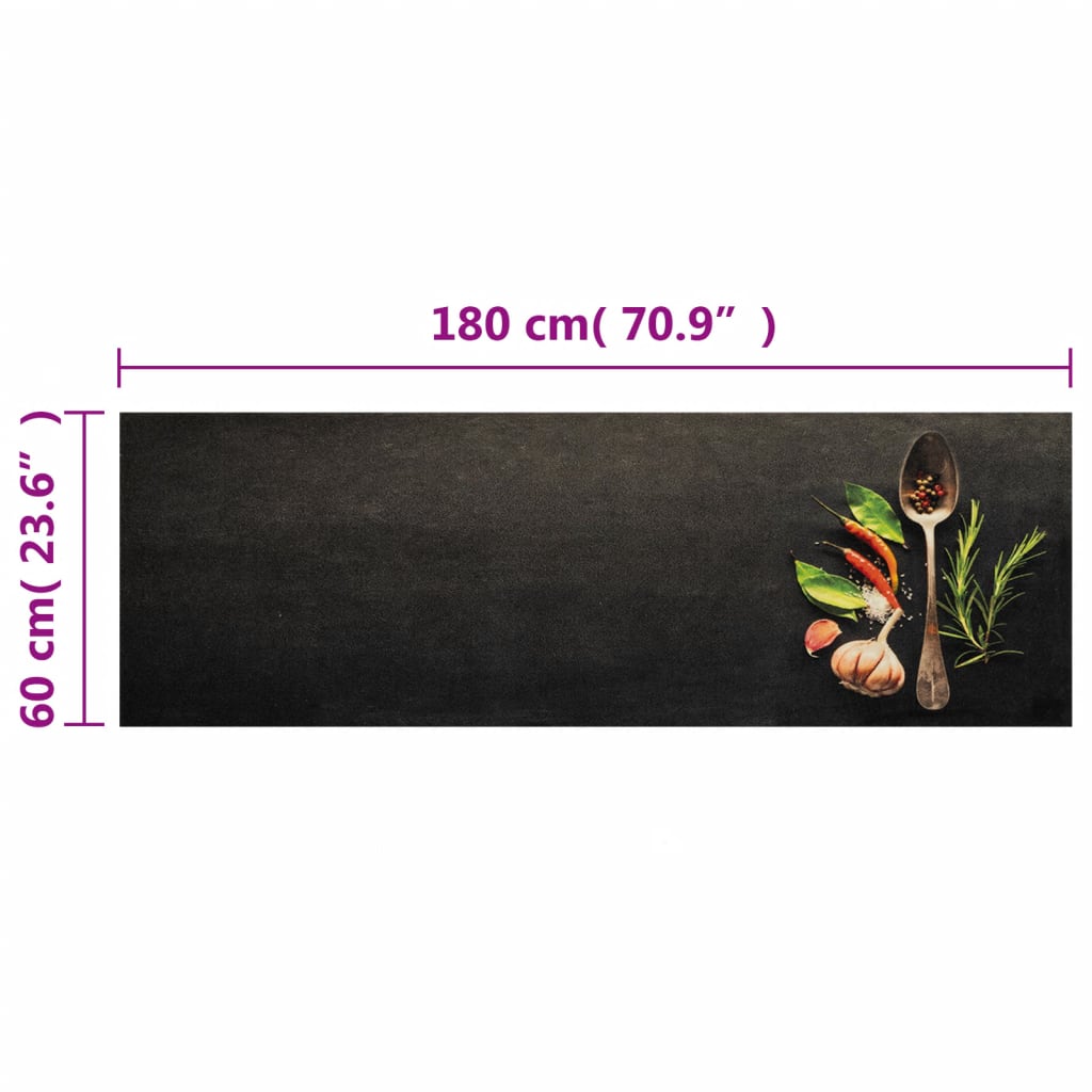 Kuhinjski tepih perivi s uzorkom začina 60 x 180 cm baršunasti