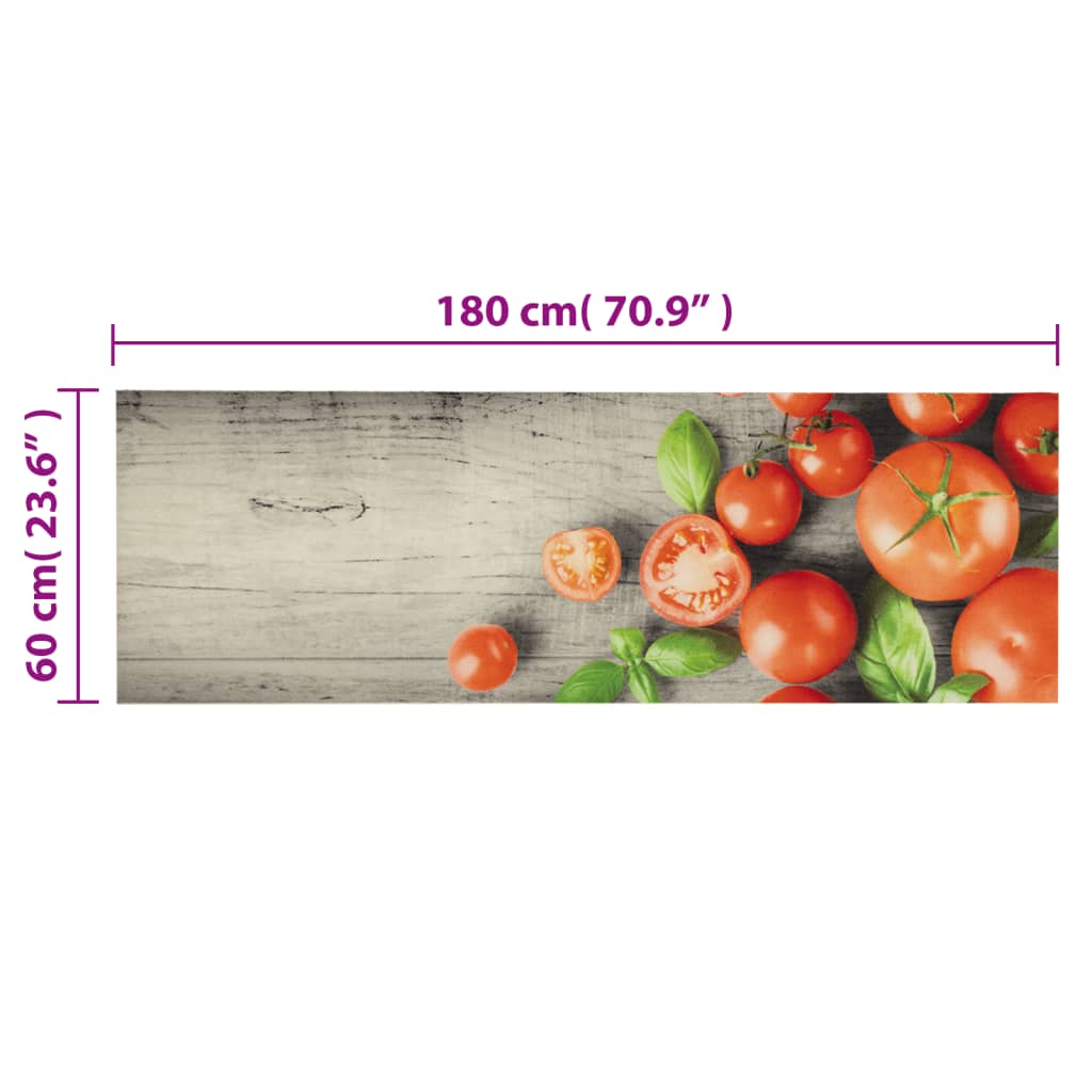 Kuhinjski tepih perivi s uzorkom rajčica 60 x 180 cm baršunasti