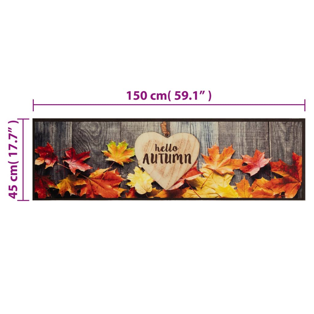 Kuhinjski tepih perivi s jesenskim uzorkom 45x150 cm baršunasti
